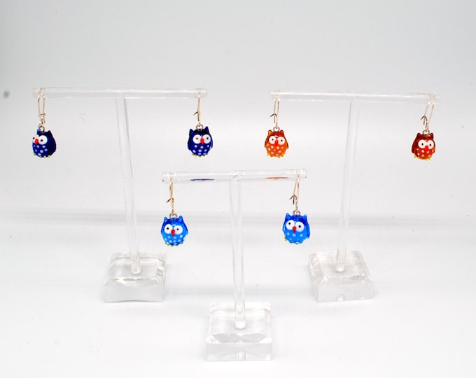 Miniature Glass Owl Earrings (1 pair for price shown)