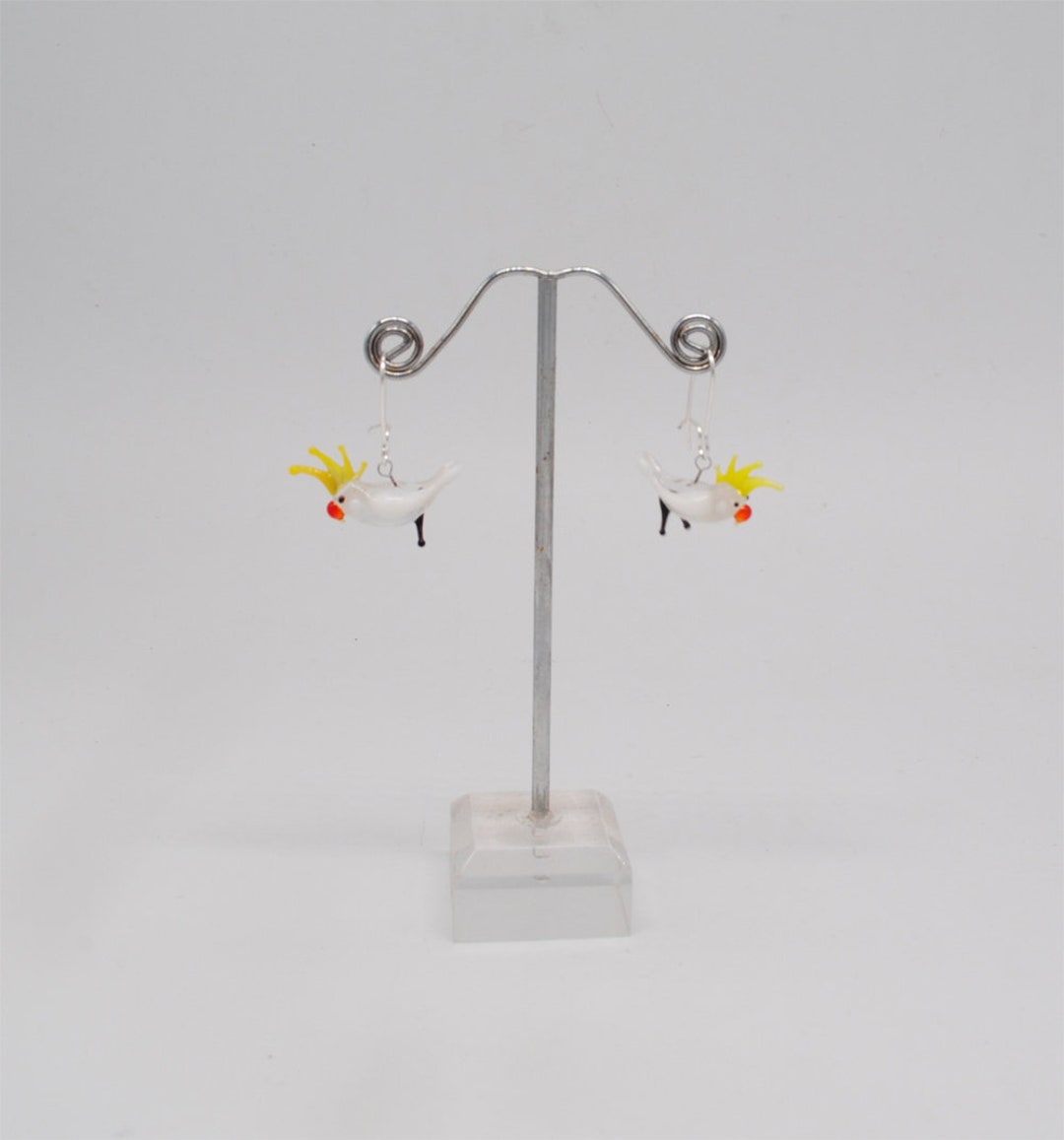 Boucles D'oreilles Métal Motif Cacatoès - Modèle 2 - Neuves Sans Emballage