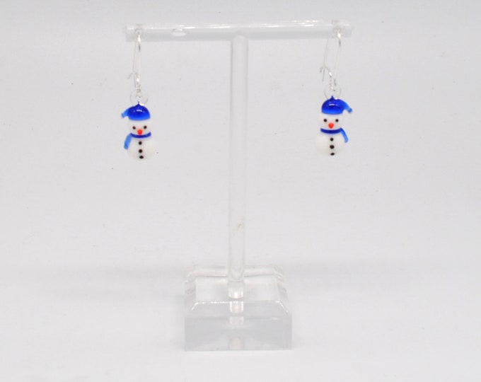 Snowman with Blue Hat Earrings