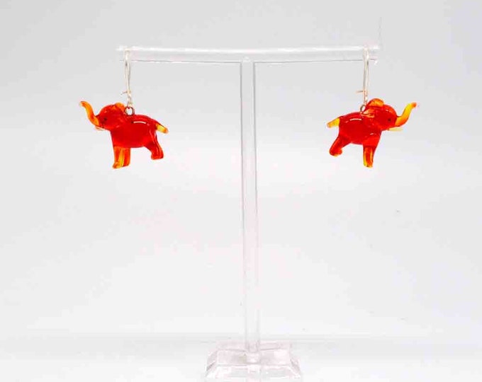 One pair of Miniature Red Elephant Earrings