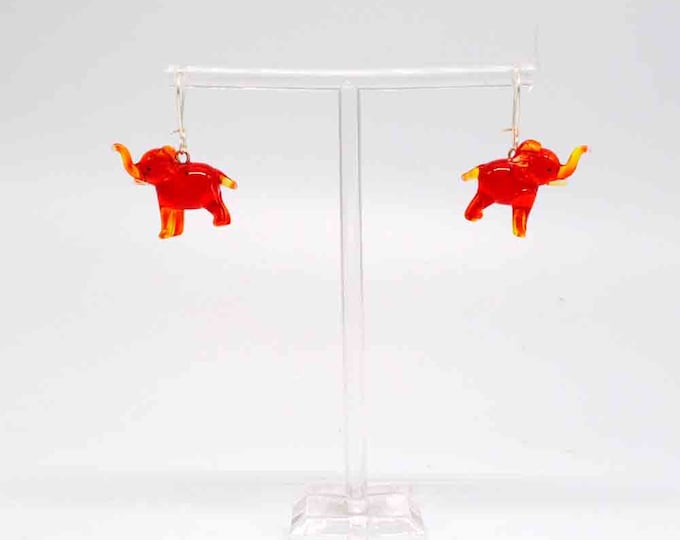 One pair of Miniature Red Elephant Earrings