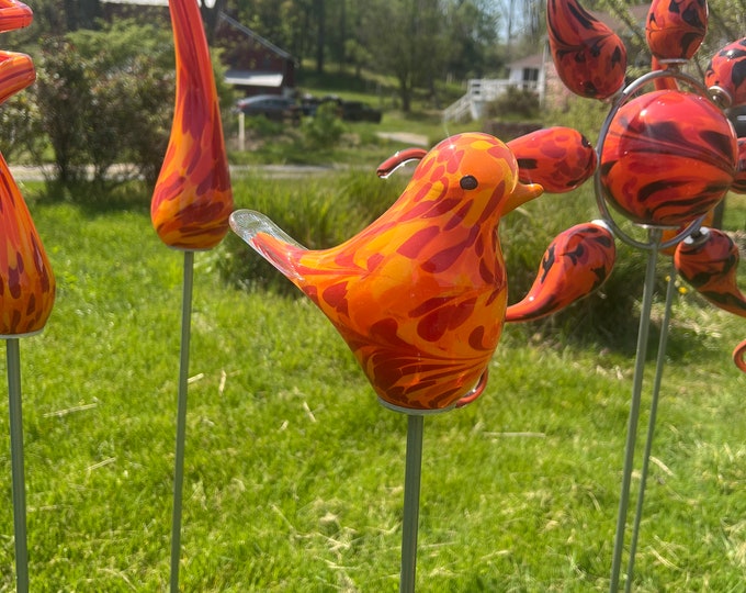 Large Chickadee Garden Sculpture - Fire