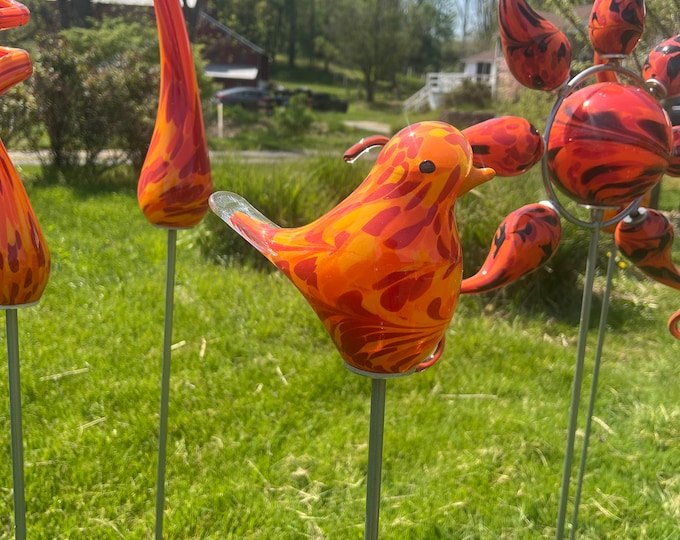 Large Chickadee Garden Sculpture - Fire