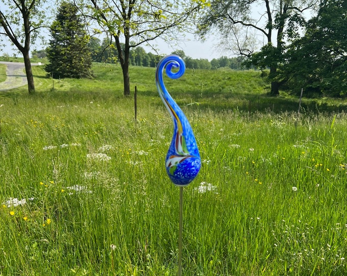 Swirly Garden Sculpture - Blue Multi