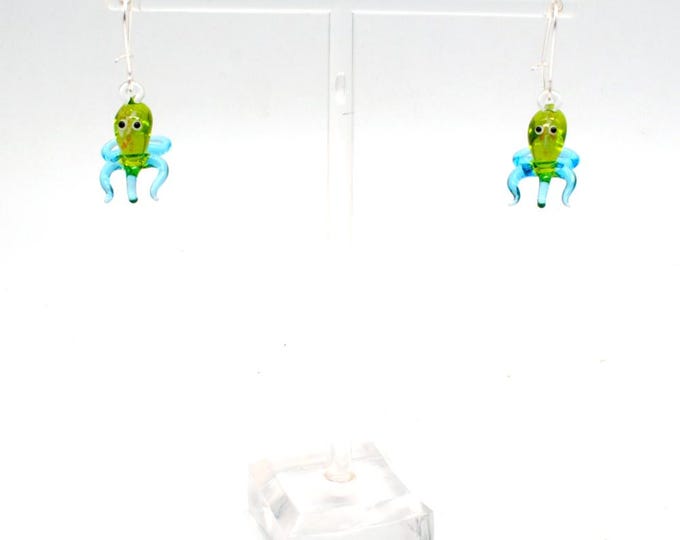 Miniature Octopus Earrings - Green