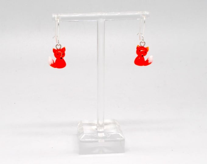 One pair of Miniature Glass Fox Earrings
