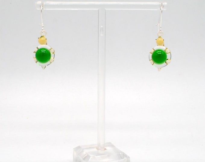One pair of Miniature Glass Turtle Earrings