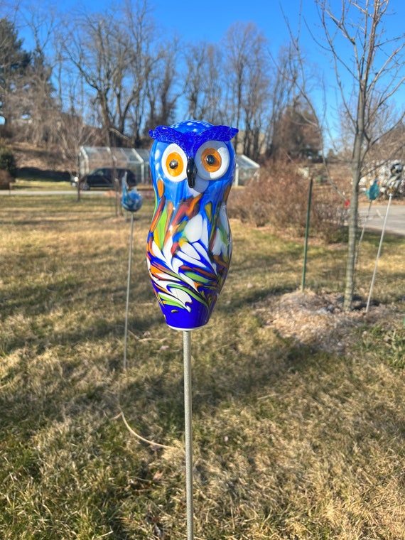 Owl Garden Sculpture - Blue