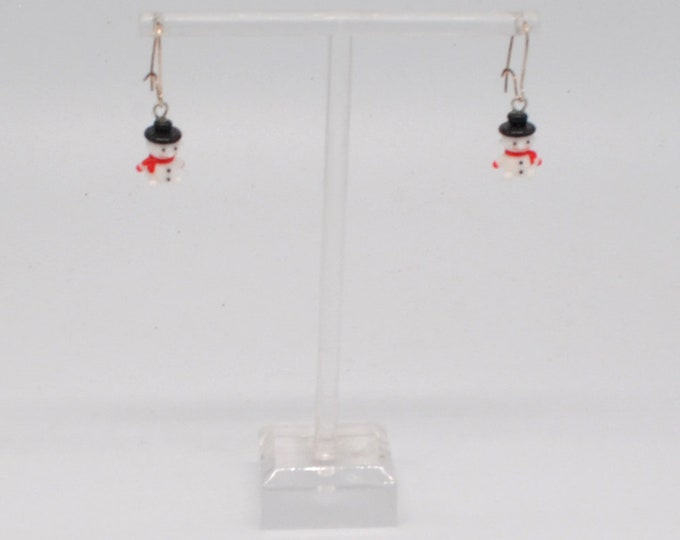 Snowman with Black Hat Earrings