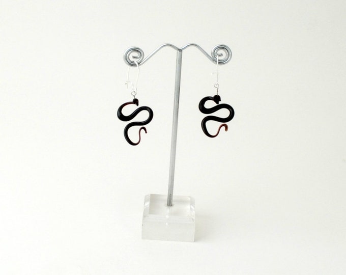 Miniature Black Snake Earrings