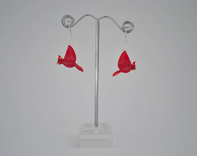 Glass Cardinal Earrings