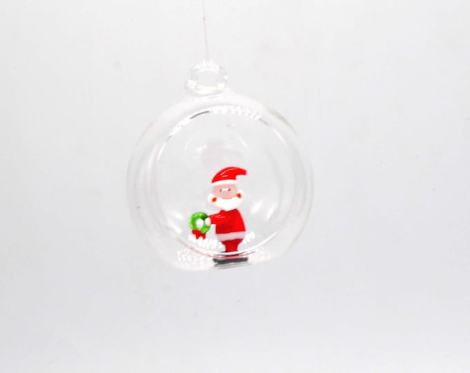 Christmas Ornament with Santa Holding A Wreath