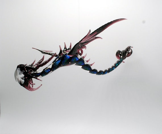 36-999 Long tail Dragon with Dichroic Glass - Purple