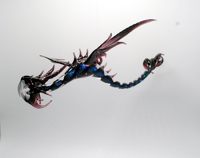 36-999 Long tail Dragon with Dichroic Glass - Purple