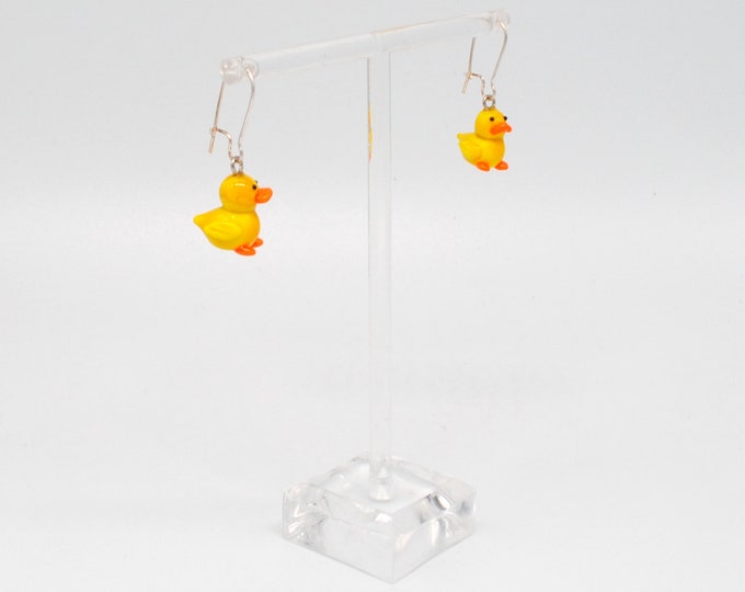 One pair of Miniature Glass Duck Earrings