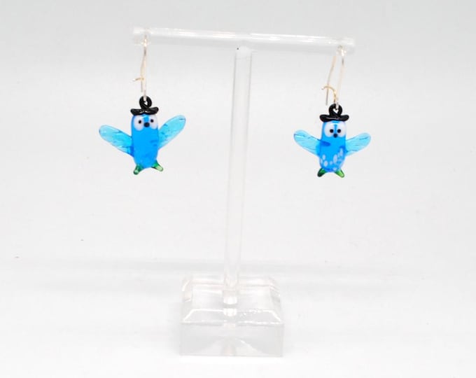 One pair of Miniature Glass Owl Earrings