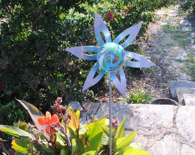 50-918 Flower Garden Sculpture - Aqua