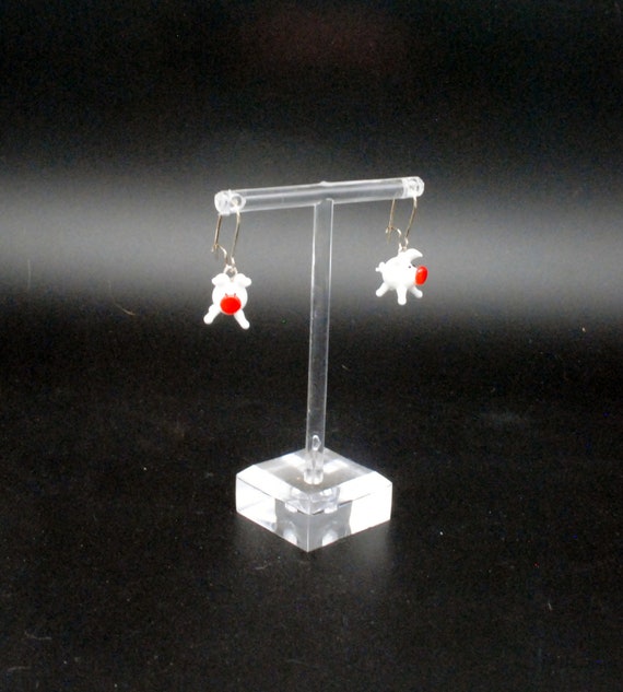 One pair of Miniature Glass Pig Earrings