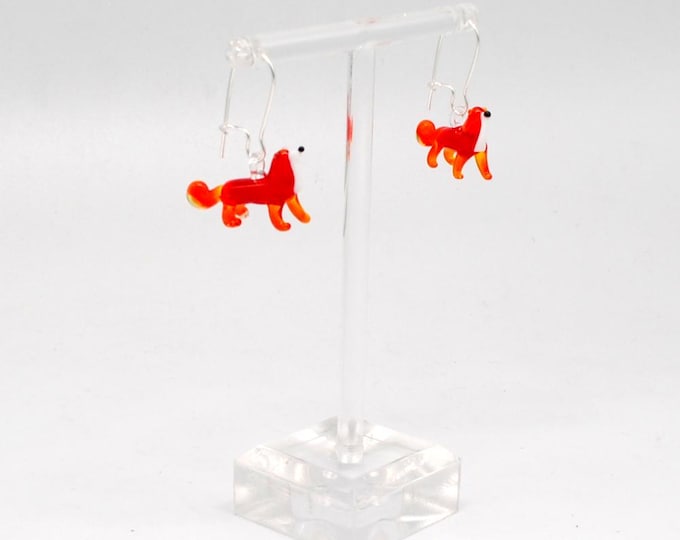 One pair of Miniature Glass Fox Earrings