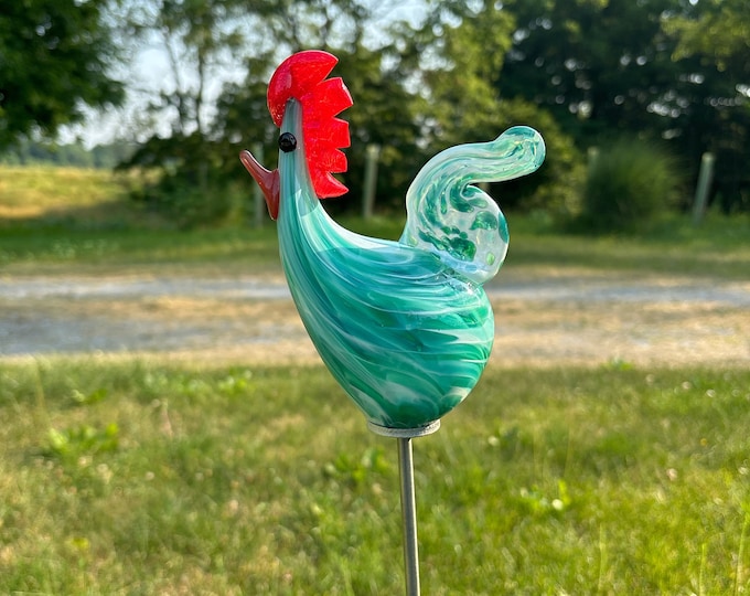 50-132 Rooster Garden Sculpture - Jade