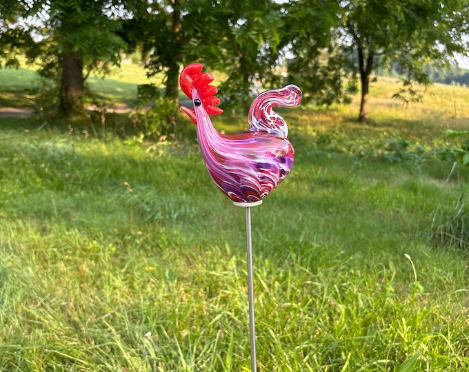 50-132 Rooster Garden Sculpture - Mauve