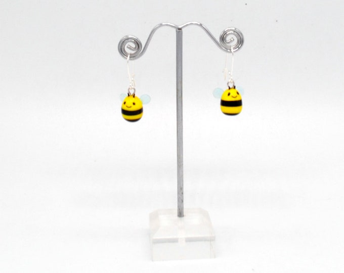 One pair of Miniature Glass Bee Earrings