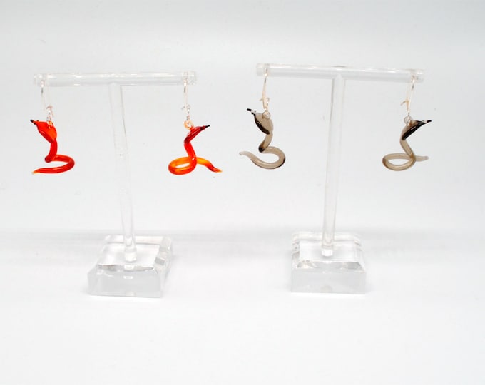 One pair of Miniature Cobra Earrings (choose Red or Gray)