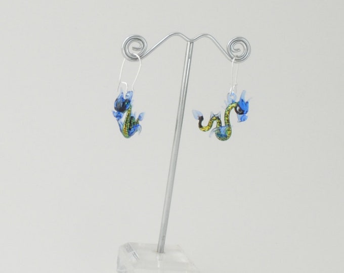 Glass Sea Dragon Earrings with Dichroic glass