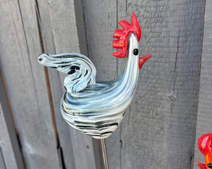 50-132 Rooster Garden Sculpture - Smoke