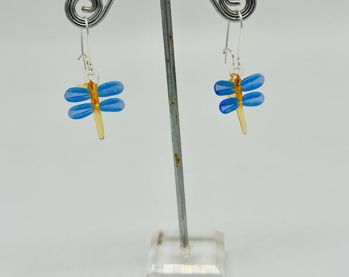 One pair of Miniature Glass Dragonfly Earrings