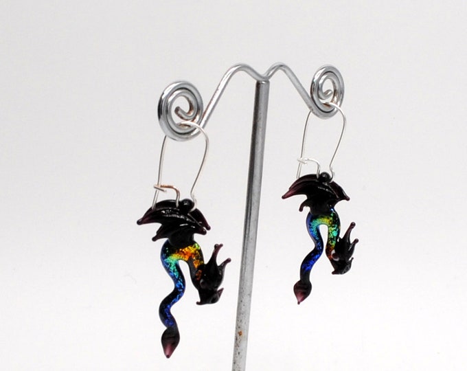 Glass Dragon Earrings with Dichroic glass