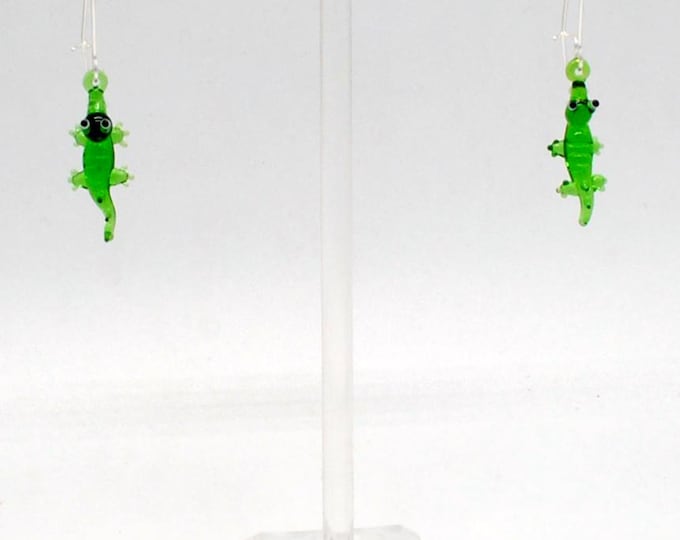 One pair of Miniature Glass Alligator Earrings