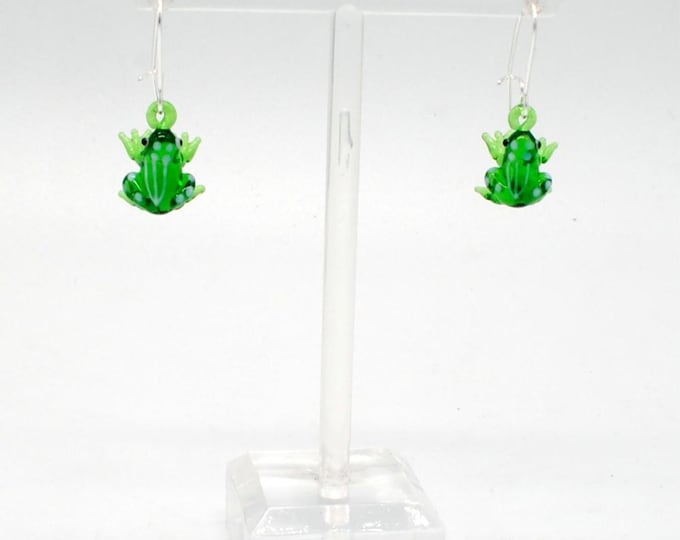 One pair of Miniature Glass Frog Earrings