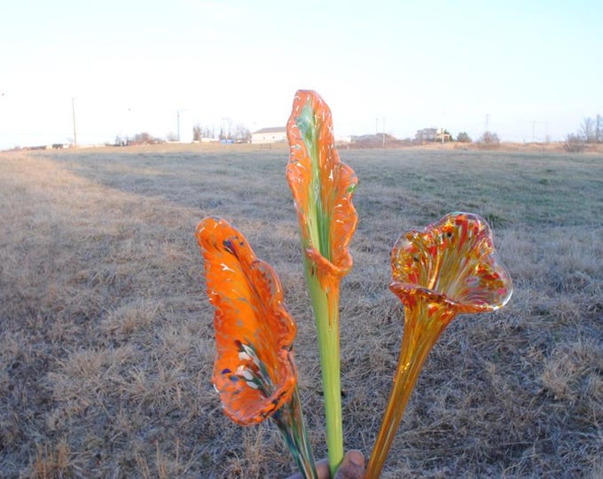 Large Glass Flower (One piece for price shown) - Orange