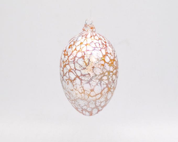 00-67  Iridescent Egg Suncatcher - Gold White