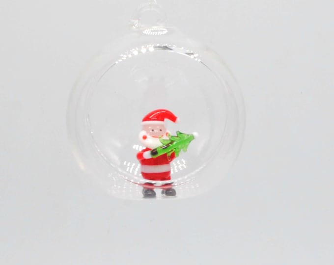 Christmas Ornament with Santa Holding Christmas Tree
