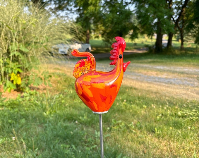 50-132 Rooster Garden Sculpture - Fire