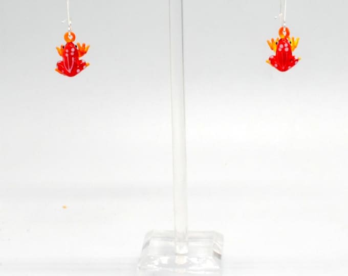 One pair of Miniature Glass Frog Earrings