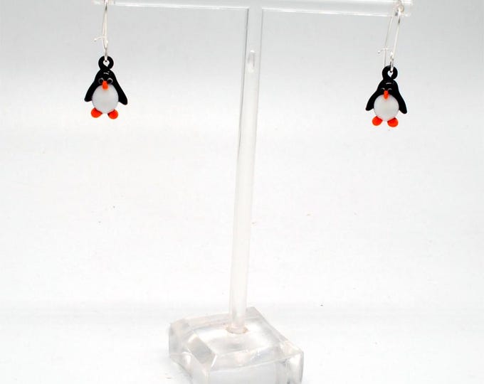 Miniature Glass Penguin Earrings (1 pair for price shown)