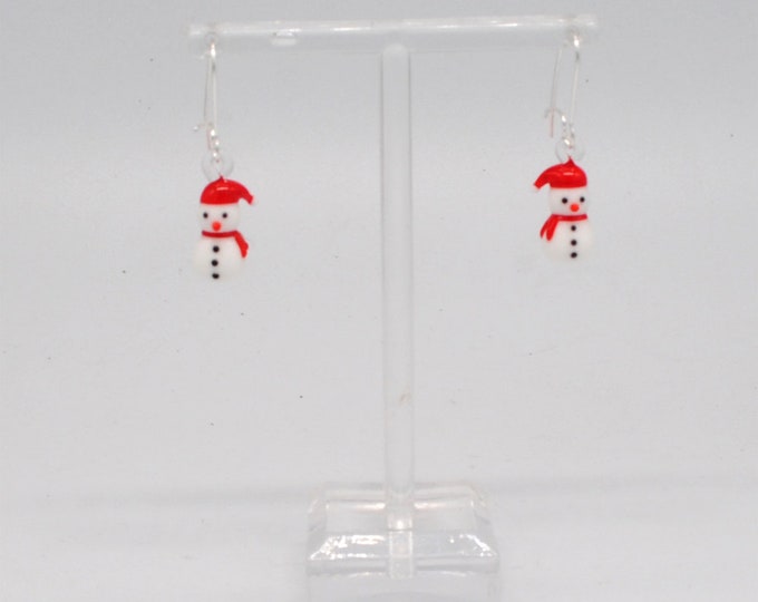 Snowman with Red Hat Earrings