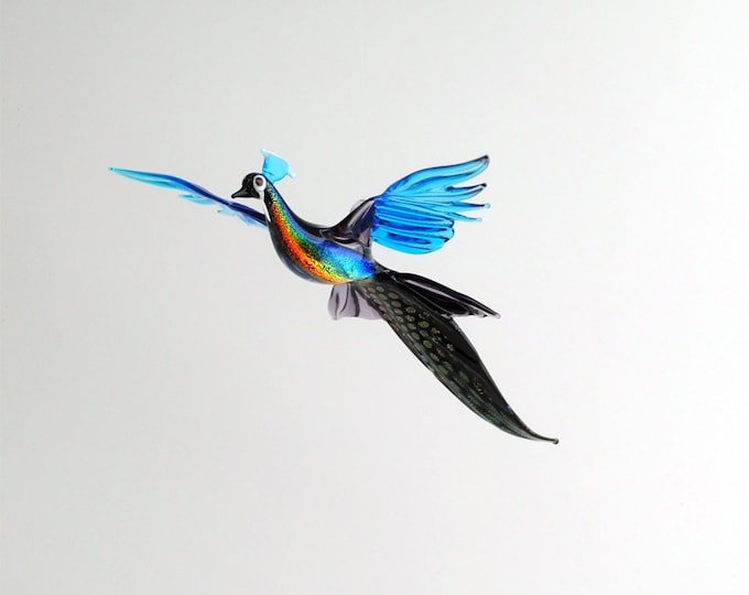 Peacock in flight