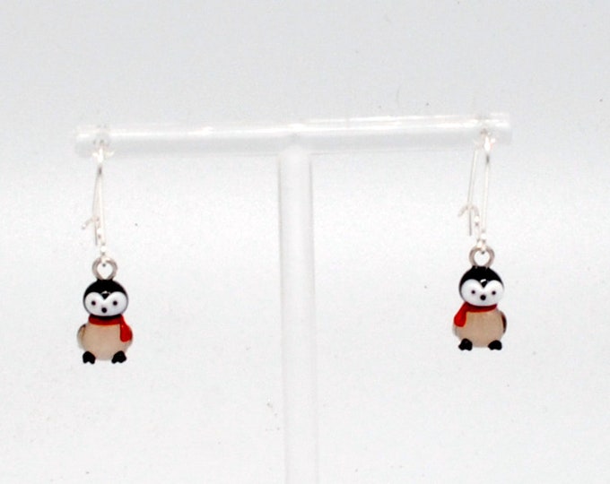 Miniature Glass Penguin Earrings (1 pair for price shown)