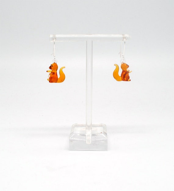 One pair of Miniature Glass Squirrel Earrings