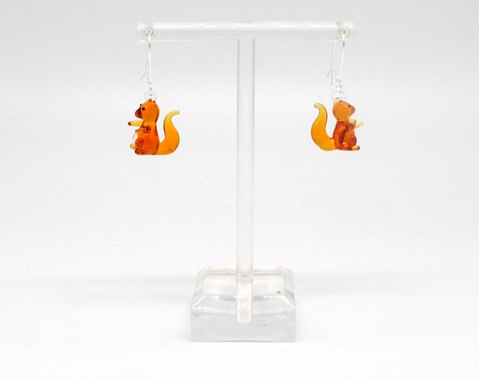 One pair of Miniature Glass Squirrel Earrings