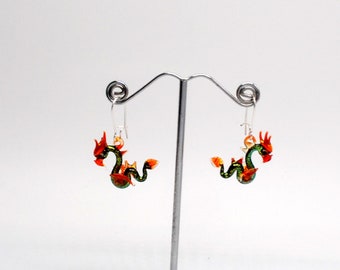 Glass Sea Dragon Earrings with Dichroic glass