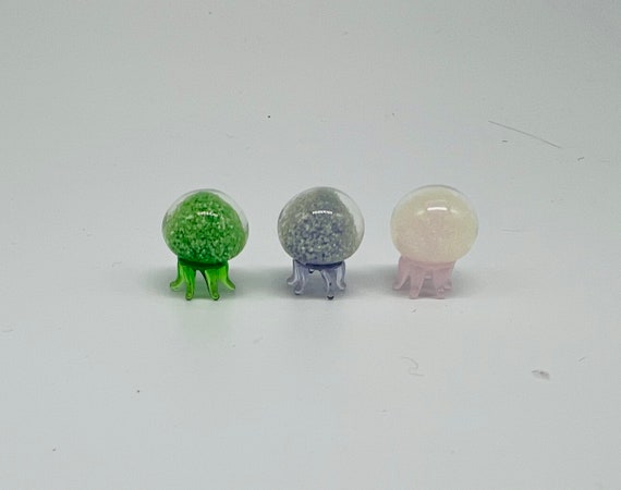 30-00 Set of 3 Miniature Glow in the Dark Jellyfish - Green, Purple and Pink