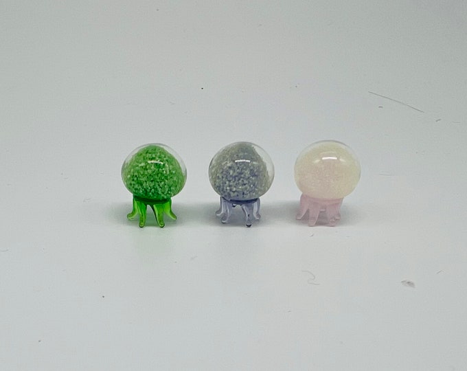 30-00 Set of 3 Miniature Glow in the Dark Jellyfish - Green, Purple and Pink