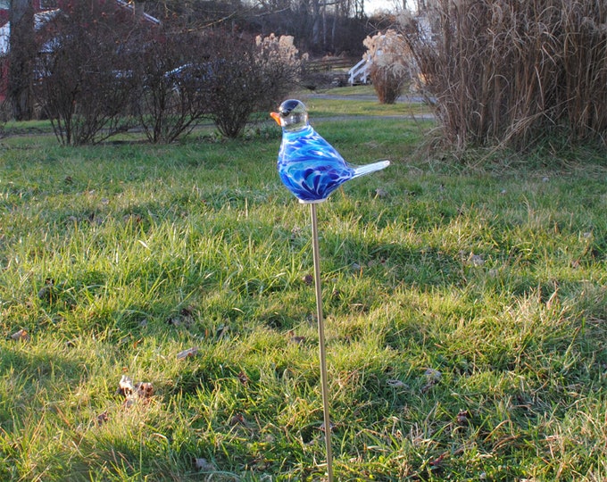 Chickadee Garden Sculpture - Blue