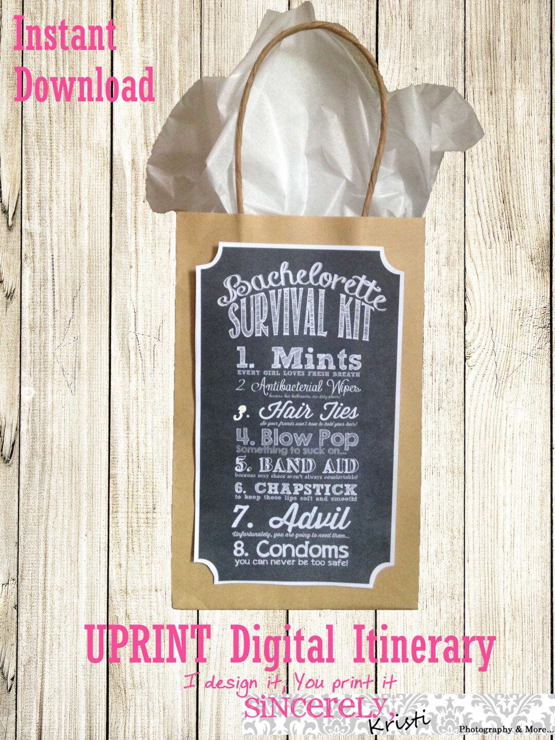INSTANT DOWNLOAD Bachelorette Party Survival Kit Label Chalkboard - Etsy