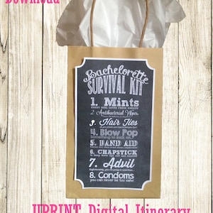 INSTANT DOWNLOAD - Bachelorette Party Survival Kit Label - Chalkboard
